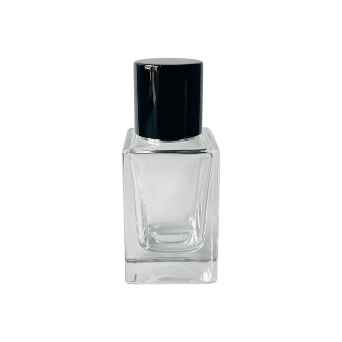 1 oz (30 ml) Clear Glass Rectangular Perfume Bottle with Black Magnetic Latch