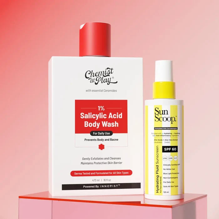 Acne Care + Hydrating SPF Duo with Salicylic Acid Body Wash - 473ml & Hydrating Fluid Sunscreen - 125ml
