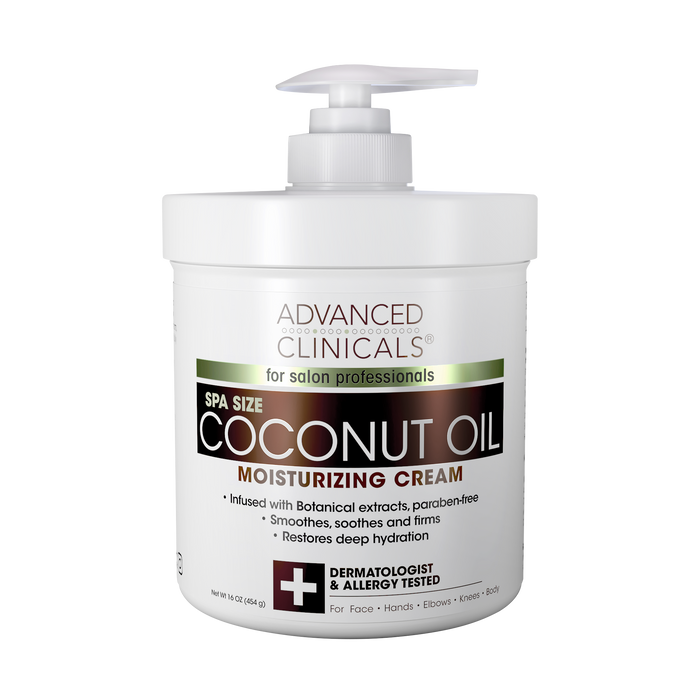 ADVANCED CLINICALS Coconut Oil Moisturizing Cream + Dermatologist & Allergy Tested مرطب جوز الهند للبشرة من ادفانسد كلينيكالز
