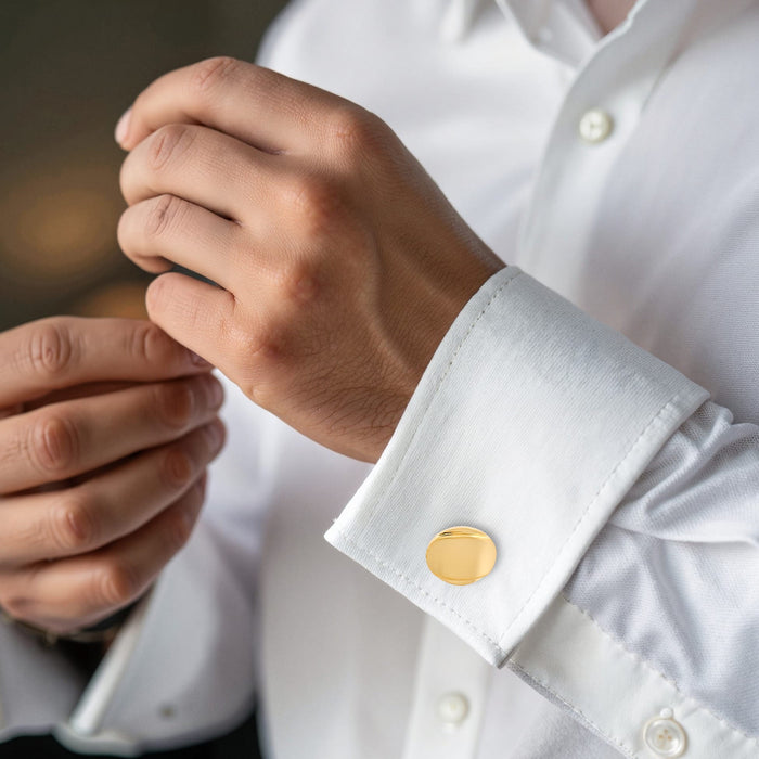 Brushed & Polished Plated Oval Cufflinks
