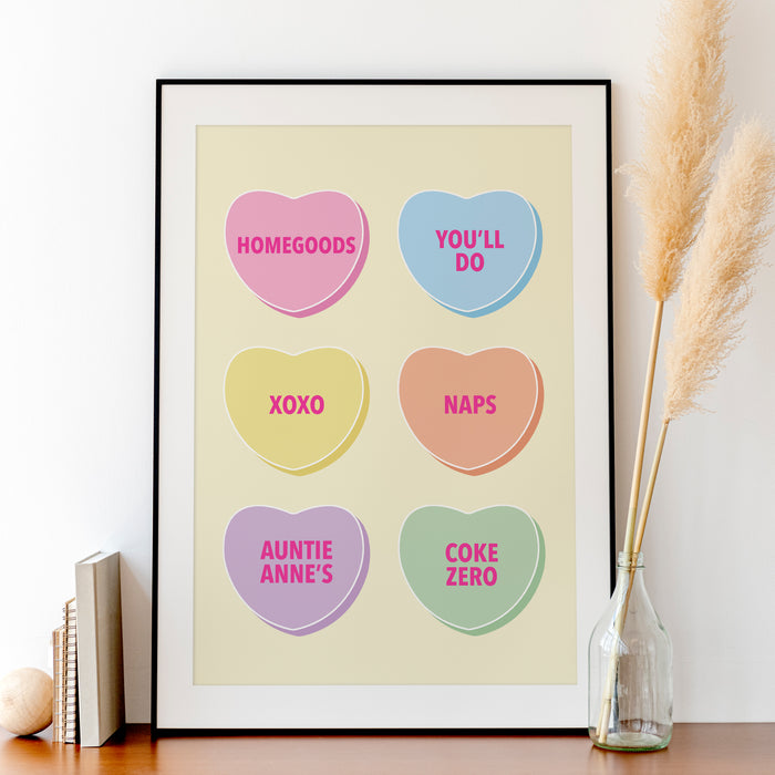Candy Hearts | Fully Customizable 12"x18" or 18"x24" Print only