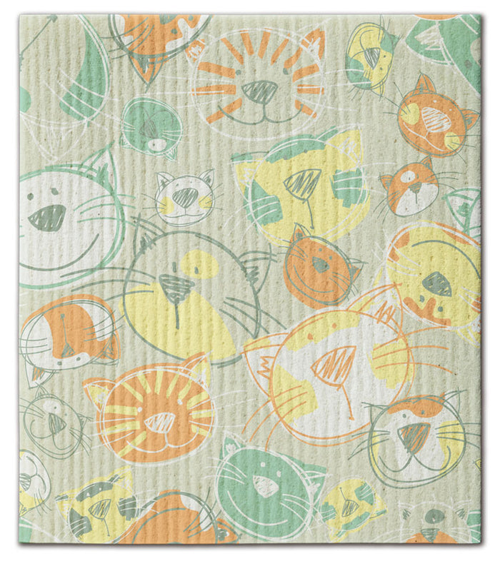 Cat with Overlay Swedish Dishcloth