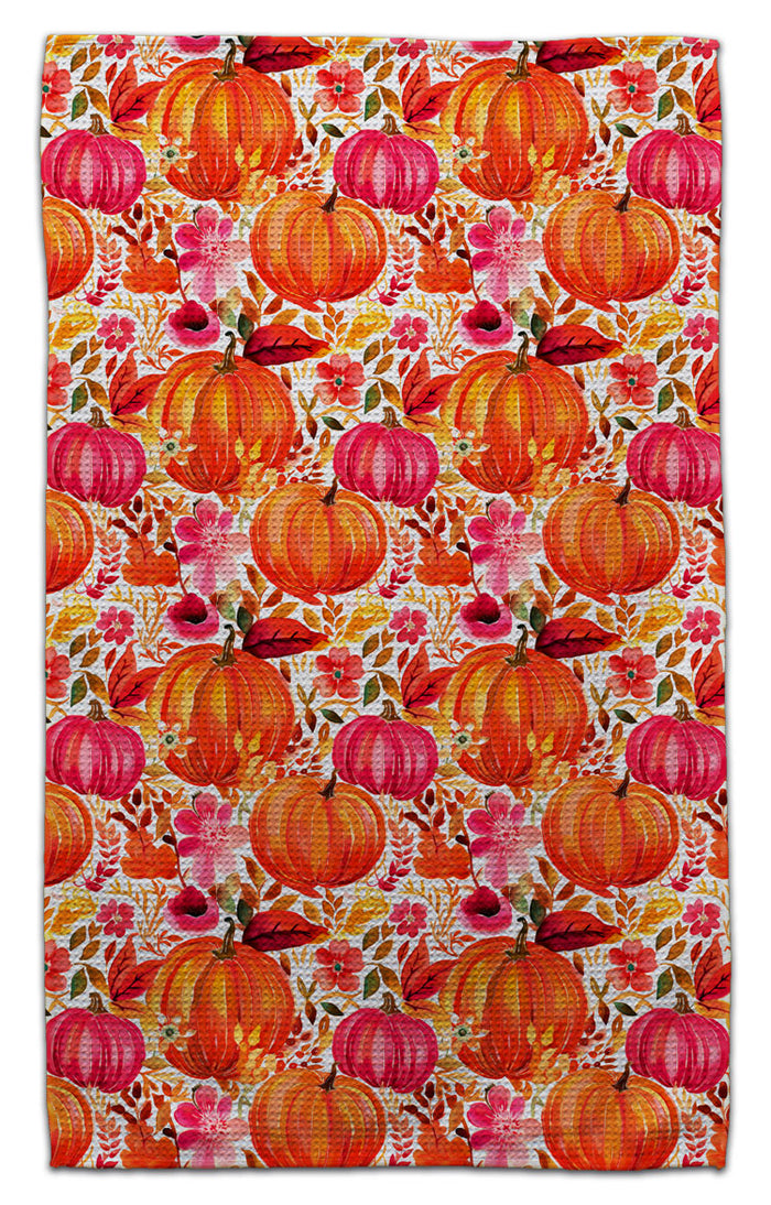 Fall Pumpkins Waffle Weave Towel
