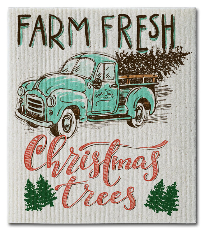 Farm Fresh Aqua Truck Dishcloth - CJ Bella Co.