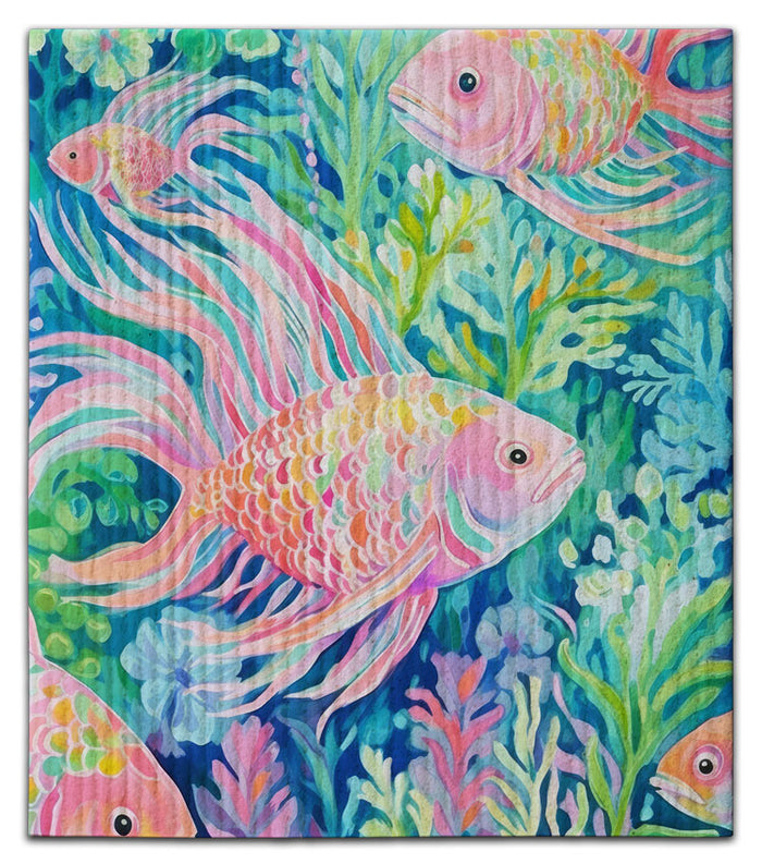Fish (1) Large in Center Dishcloth - CJ Bella Co.