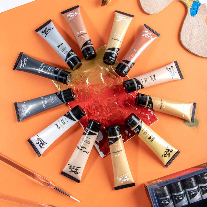 Gold and Silver Acrylic Paint Set Signature 12pc x 36ml (1.2 US fl.oz)
