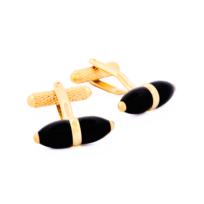 Gold Plated Black Cufflinks