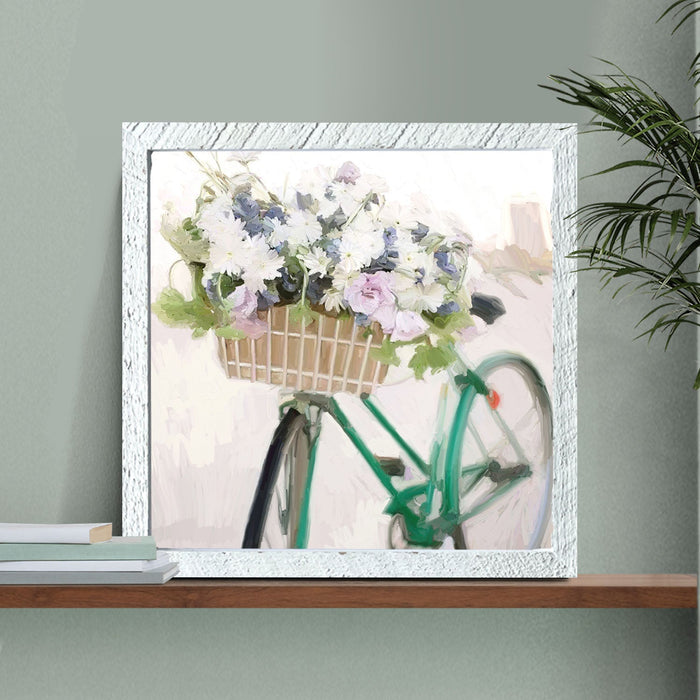 Green Bike with Flower Basket