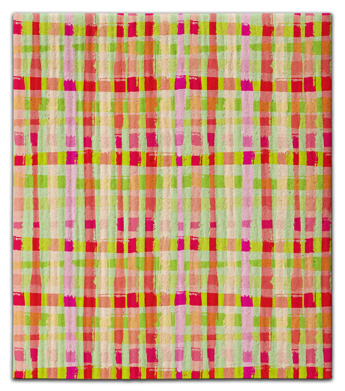 Green/Pink Check Swedish Dishcloth