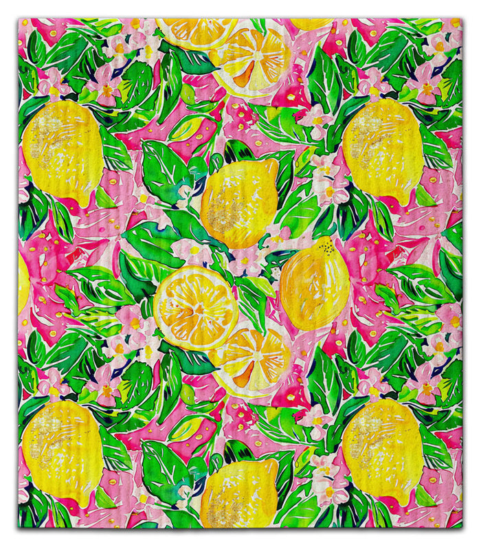 Lemons with Pink Background Dishcloth - CJ Bella Co.