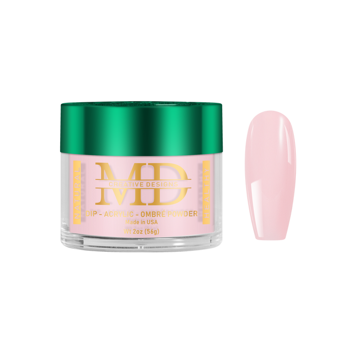 Jar of pink nail powder with green lid on a white background