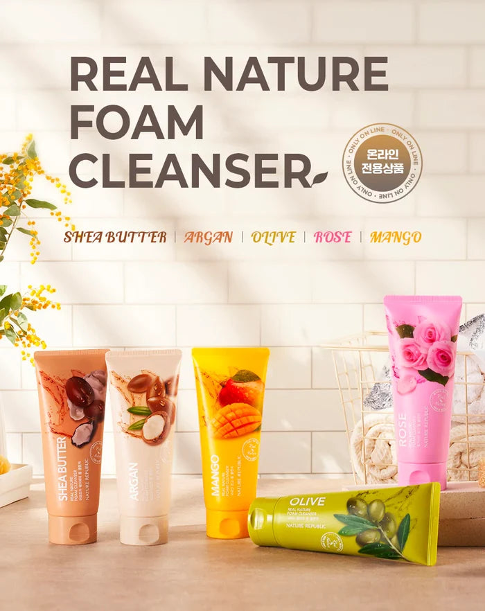 NATURE REPUBLIC Real Nature Foam Cleanser Rose غسول للبشرة من نيجر رببلك بالازهار