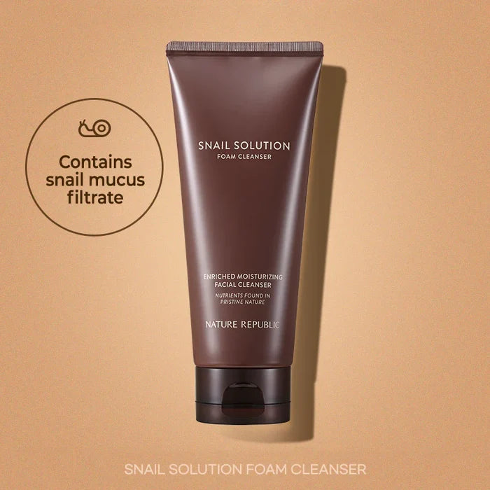 NATURE REPUBLIC Snail Solution Foam Cleanser Enriched Moisturizing Facial Cleancer غسول البشرة بهلام الحلزون