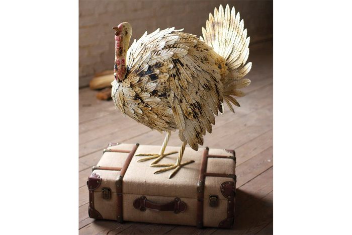 Painted Metal Turkey Antique White
