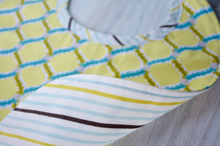 Pearl Bib-The Blue Peony-Category_Bib,Color_Aqua,Color_Yellow,Department_Organic Baby,Material_Organic Cotton,Theme_Water Life
