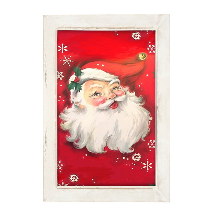 Red Santa with snowflakes - Framed art
