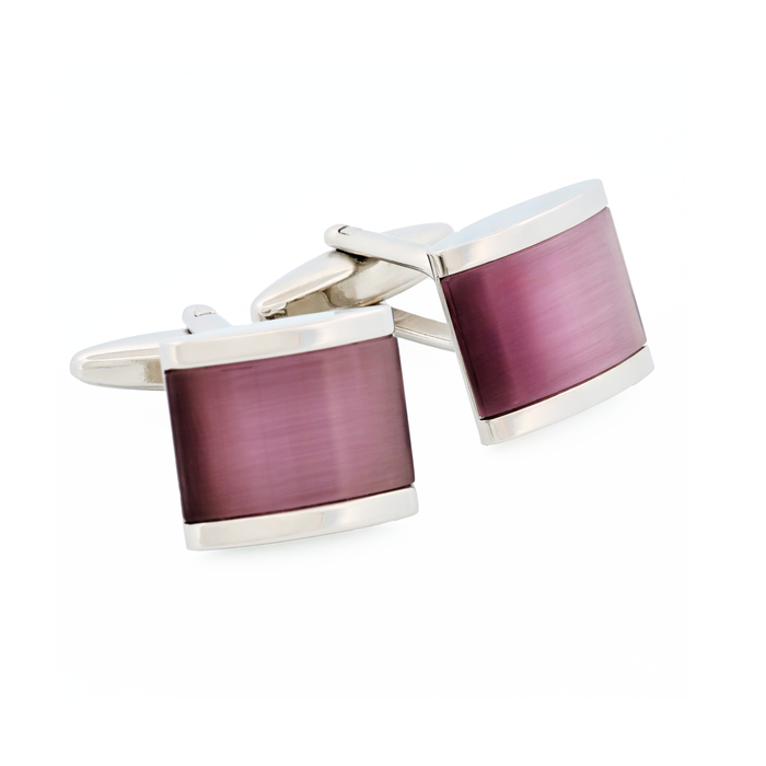 Rhodium Lilac Cat's Eye Cufflinks