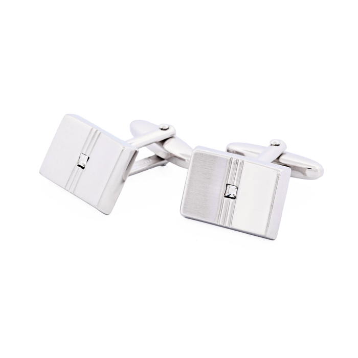 Rhodium/Crystal Cufflinks