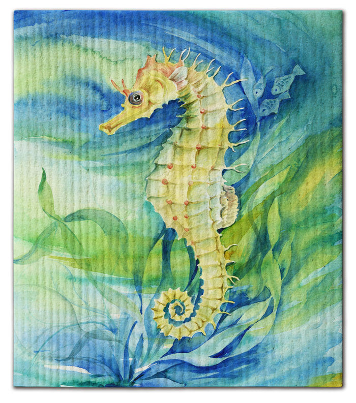 Seahorse Blue/Green Swedish Dishcloth