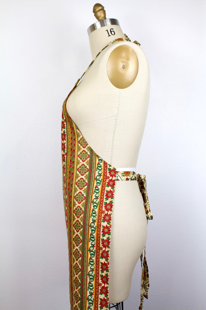 Seasonal Stripe Christmas Apron-The Blue Peony-Age Group_Adult,Apron Style_Chef,Category_Apron,Color_Brown,Color_Red,Department_Kitchen,Material_Cotton,Pattern_Stripes,Theme_Christmas