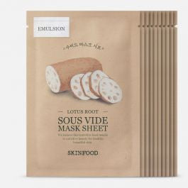 SKINFOOD LOTUS ROOT SOUS VIDE MASK SHEET 10EA مجموعة الاقنعة الورقية بمستخلص جذور اللوتس