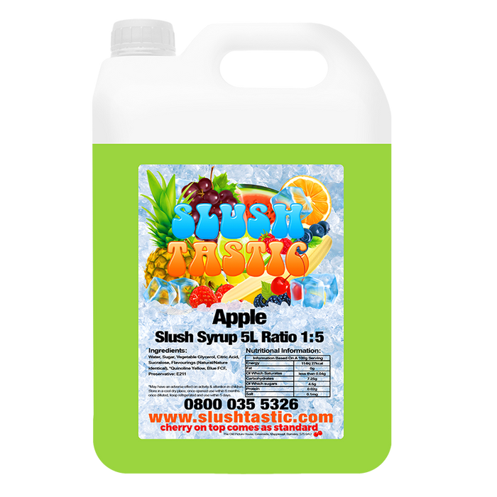 Corporate Vending Slush Syrup 5L Bottle Slushtastic Slush Syrup Apple