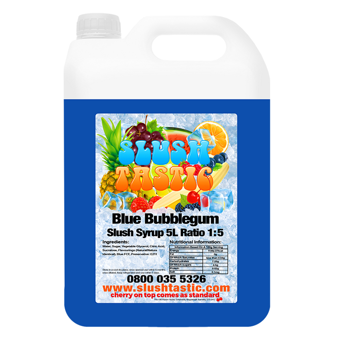 Corporate Vending Slush Syrup 5L Bottle Slushtastic Slush Syrup Blue Bubblegum