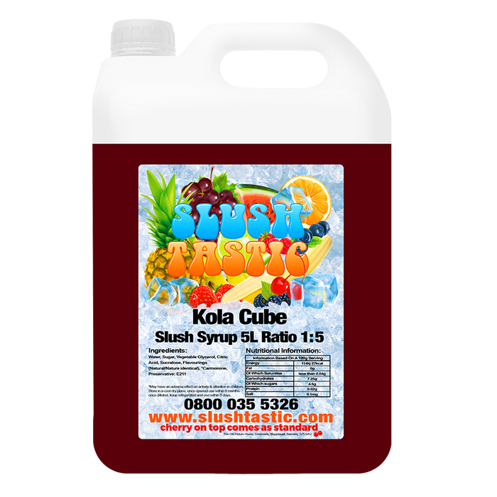 Corporate Vending Slush Syrup 5L Bottle Slushtastic Slush Syrup Kola Cube