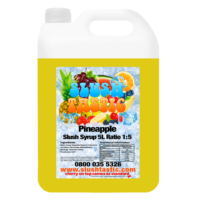 Corporate Vending Slush Syrup 5L Bottle Slushtastic Slush Syrup Pineapple