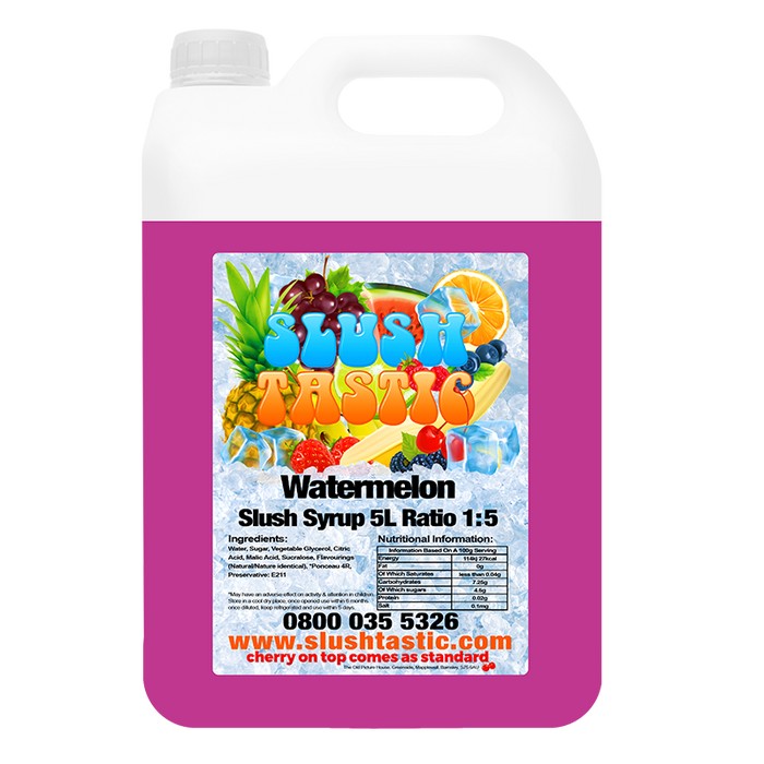 Corporate Vending Slush Syrup 5L Bottle Slushtastic Slush Syrup Watermelon