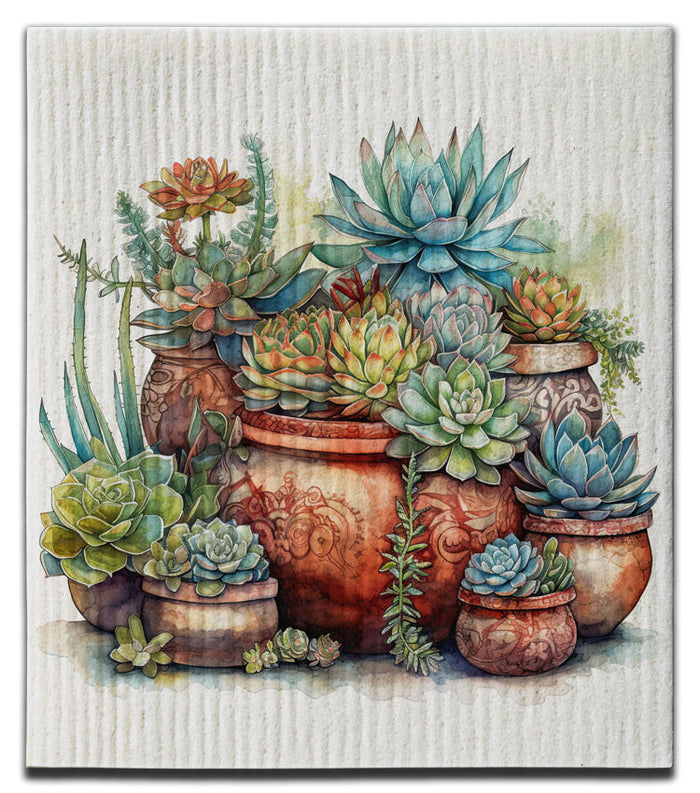 Succulent Potted Plants Dishcloth - CJ Bella Co.