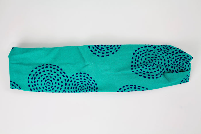 Teal and Navy Stitch Circles Headband-The Blue Peony-Category_Headband,Color_Blue,Color_Teal,Department_Personal Accessory,Style_Straight