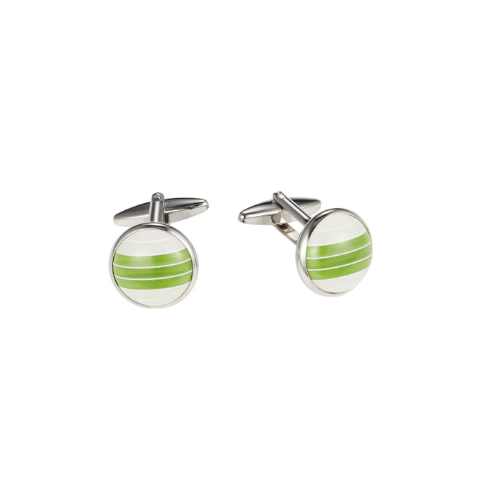 White & Green Ball Cat's Eye Cufflinks