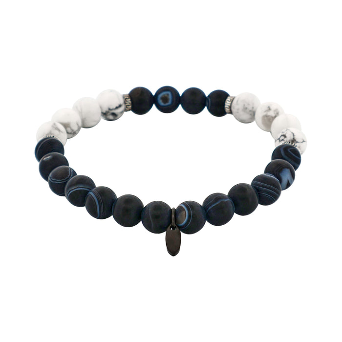 White Jasper & Stone Beaded & Stainless Steel Bracelet