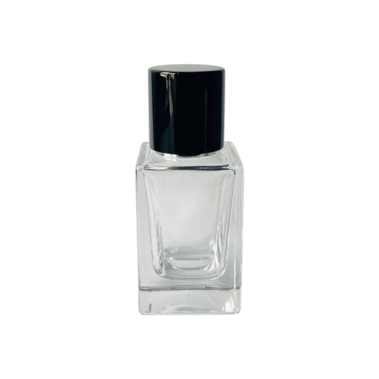1 oz (30 ml) Clear Glass Rectangular Perfume Bottle with Black Magnetic Latch