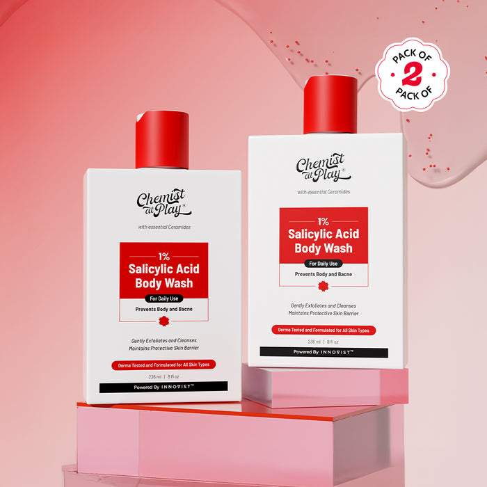 1% Salicylic Acid Body Wash with Lactic Acid | for Acne Control - 236 ml | Pack of 2