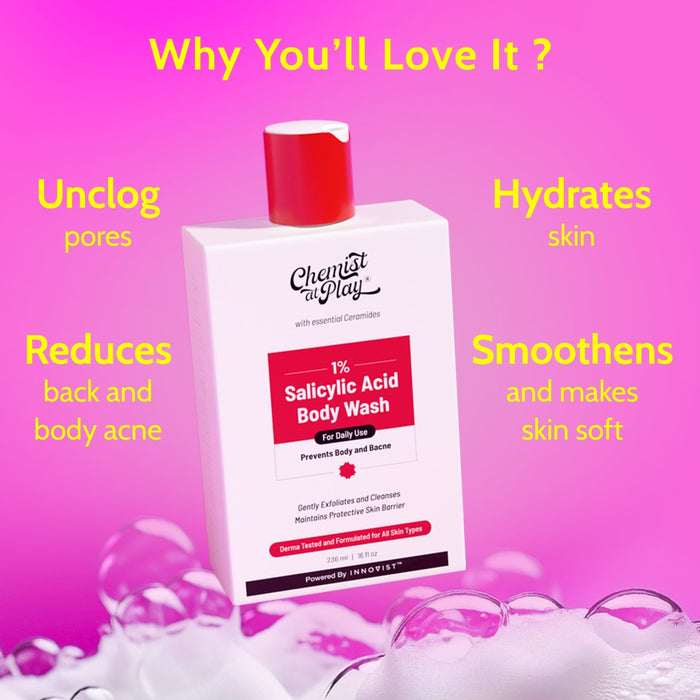 1% Salicylic Acid Body Wash with Lactic Acid | for Acne Control - 236 ml | Pack of 2