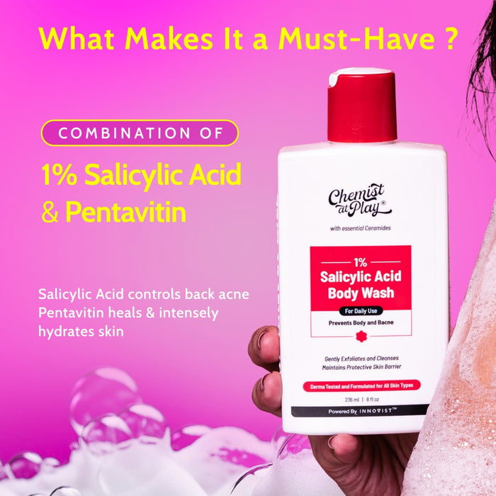 1% Salicylic Acid Body Wash with Lactic Acid | for Acne Control - 236 ml | Pack of 2