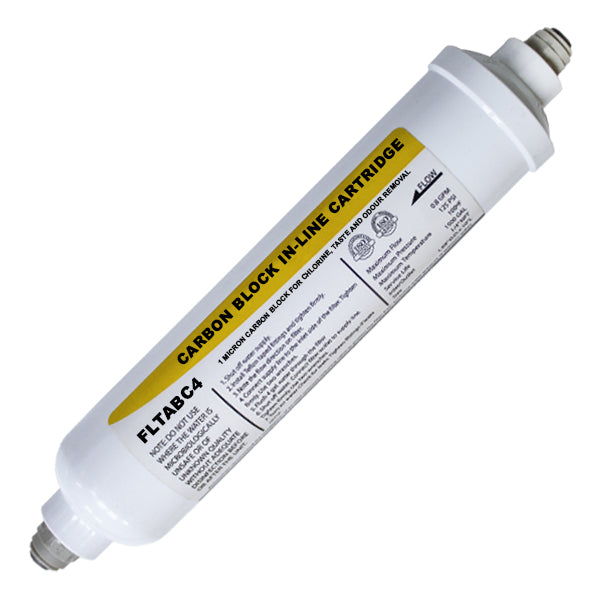 Cool Coolers Water Filter Cold Water 10" Inline 1 Micron Carbon Block 1/4" Push Fit