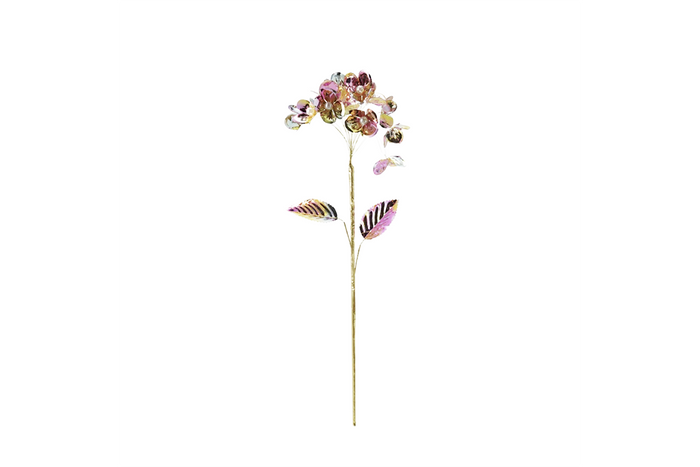 17.25 Flower Pick w/ Pearls Pink & Gold
