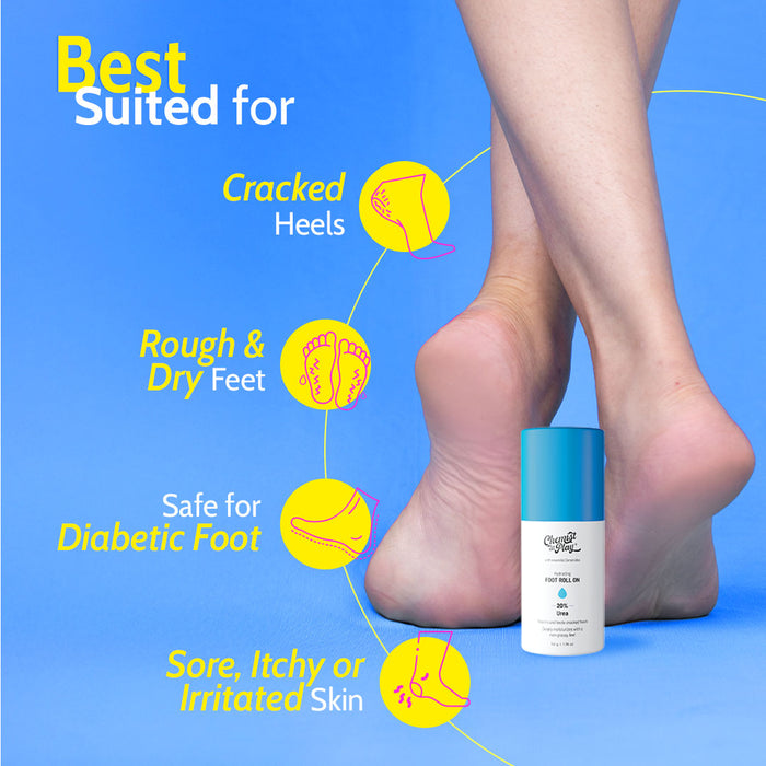 20% Urea Foot Roll-On for Cracked Heels & Diabetic Foot - 50 gm | Pack of 3