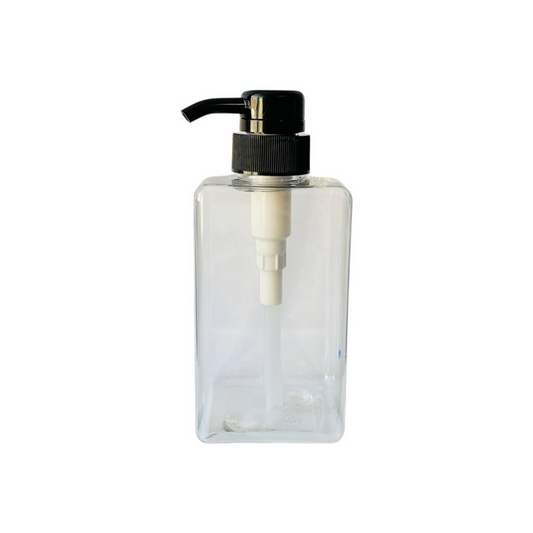 450 ml clear plastic pump bottle with black casing