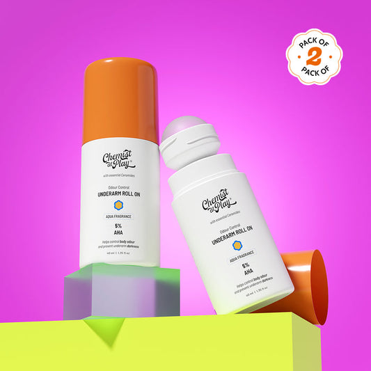 5% AHA Underarm Roll On for Odour Control & Pigmentation (Aqua) - 40 ml | Pack of 2