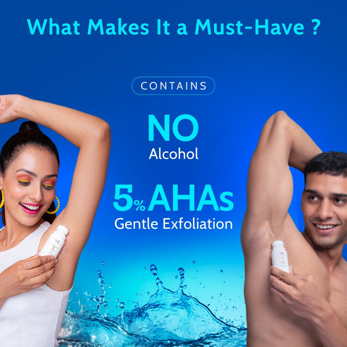 5% AHA Underarm Roll On for Odour Control & Pigmentation (Aqua) - 40 ml | Pack of 2