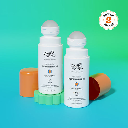 5% AHA Underarm Roll on for Odour Control & Pigmentation (Aqua) - 75 ml | Pack of 2