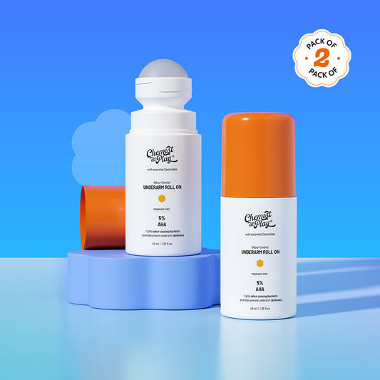 5% AHA Underarm Roll On for Odour Control & Pigmentation (Fragrance Free) - 40 ml | Pack of 2