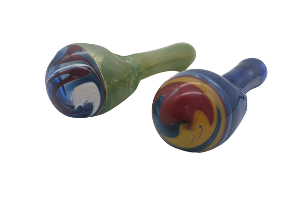 5" Color Tube Maraca Design Wig Wag Head Hand Pipe