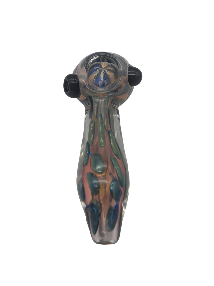 5" Gold Fumed Inside Green Bubble Hand Pipe