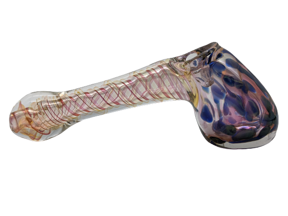 6" Gold Fumed Spiral Line Hammer Head Bubbler
