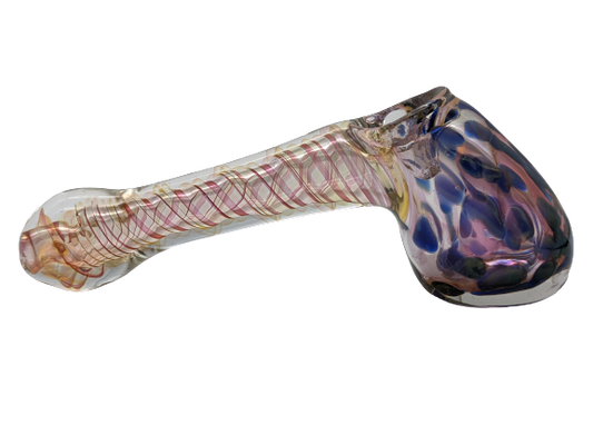 6" Gold Fumed Spiral Line Hammer Head Bubbler